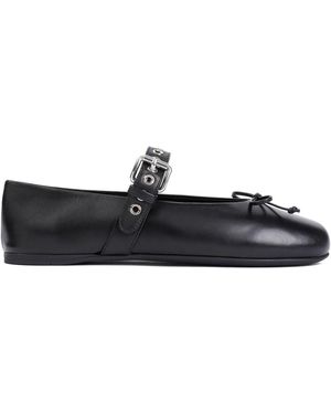 Miu Miu Leather Ballerinas - Black