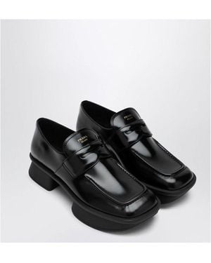 Prada Brushed Leather Moccasins Equal Loafer - Black