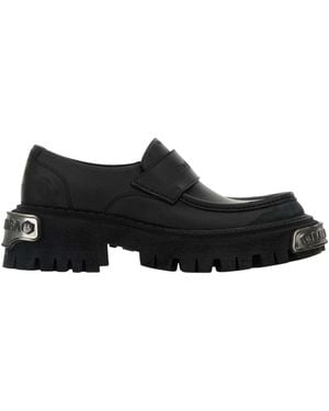 Balenciaga Leather Tractor Loafers - Black