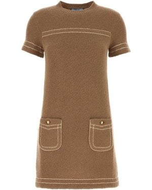ワンピース Prada Camel Cashmere Mini Dress Prada Cashmere Mini-Dress - Camel Brown | Editorialist