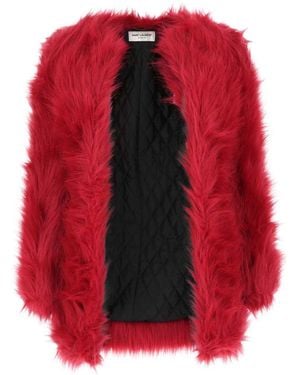 Saint Laurent Eco Fur Coat - Red