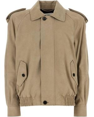 Saint Laurent Suede Calf Leather Jacket - Natural