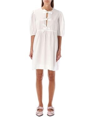 Ganni Tie String Mini Dress - White