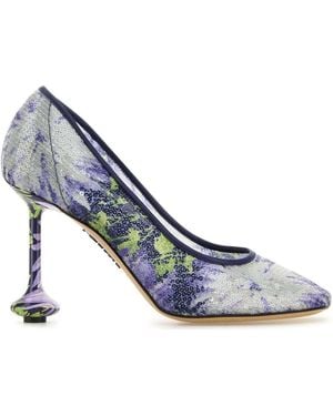 Loewe Embellished Mesh Toy Pumps - Blue