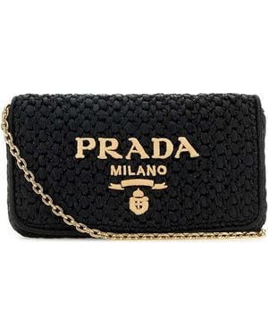 Prada Raffia Crossbody Bag - Black