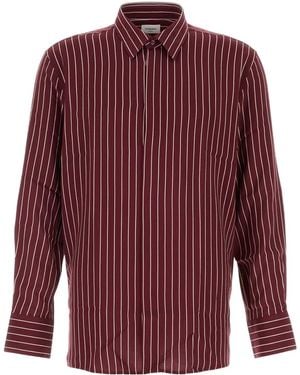 Saint Laurent Striped Burgundy Shirt - Red