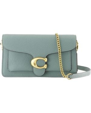 COACH Polished Pebble Leather Tabby Chain Clut - Gray