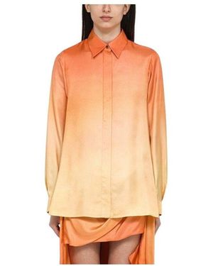 Zimmermann Two-Tone Silk Tranquillity Shirt - Orange
