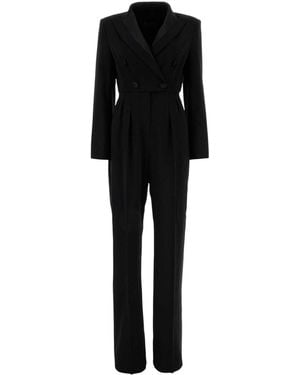 Max Mara Stretch Wool Mincio Jumpsuit - Black
