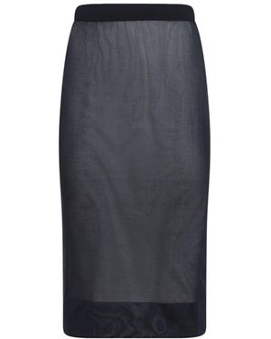 Saint Laurent Viscose Midi Skirt - Grey