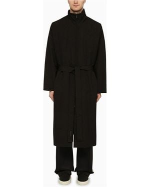 Fear Of God Wool Trench Coat With High Collar - Black