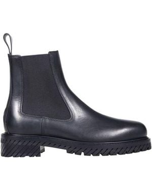 Off-White c/o Virgil Abloh Combat Lace-Up Boots With Diag Iconicrubber Sole - Blue