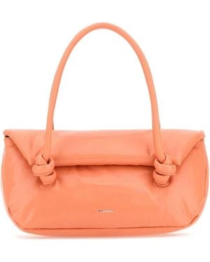 Jil Sander Peach Leather Small Knot Handle Handbag - Pink