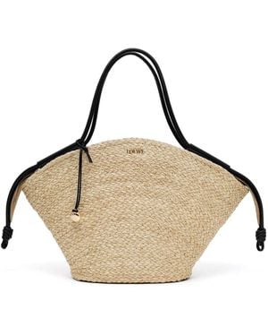 Loewe Large Paseo Raffia And Leather Tote - Natural