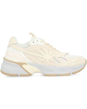 Palm Angels Leather And Fabric Low-Top Sneakers - Natural