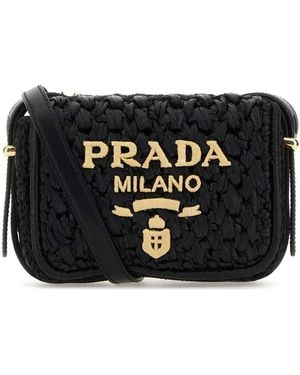 Prada Raffia Crossbody Bag - Black