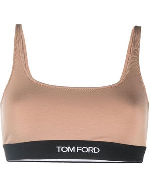 Tom Ford Logo Trim Stretch Bralette - Brown