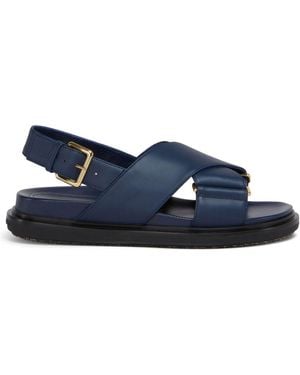 Marni Leather Crisscross Fussbett Sandal - Blue