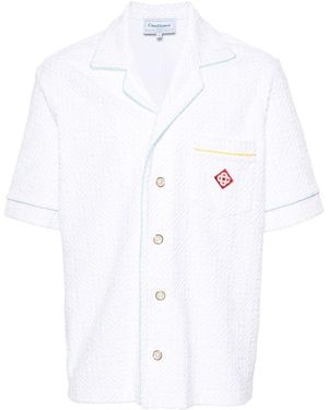 CASABLANCA Monogram Towelling Open Collar Shir - White