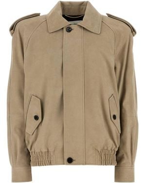 Saint Laurent Cappuccino Leather Jacket - Natural