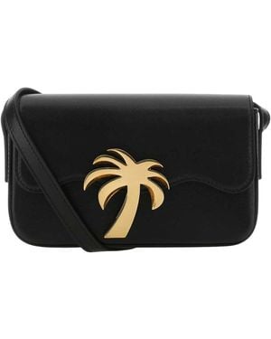 Palm Angels Leather Palm Beach Bridge Crossbody Bag - Black