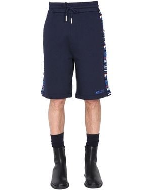 Missoni Embroidered Logo And Jacquard Insert Bermuda Shorts - Blue