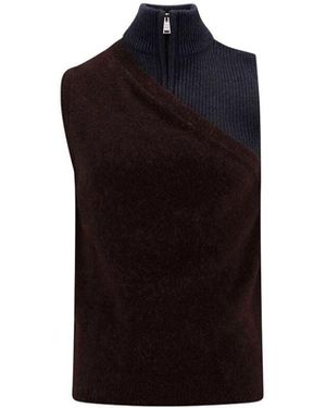 Fendi Two-Tone Stretch Wool Blend Vest - Multicolour