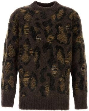 Junya Watanabe Embroidered Wool Blend Sweater - Gray