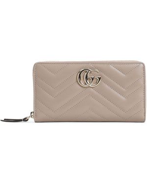 Gucci Taupe Marmont Gg Zip Around Wallet | Lyst