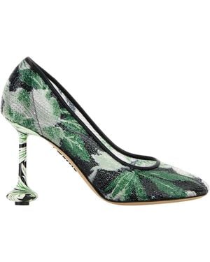 Loewe Embellished Mesh Toy Pumps - Green