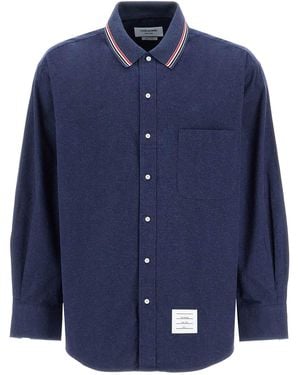 Thom Browne Oversized Flannel Shirt - Blue