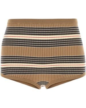 Prada Embroidered Stretch Cotton Blend Shorts - Natural
