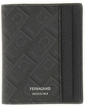 Ferragamo Credit Card Holder Monogram - Black