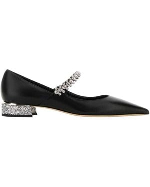 Jimmy Choo Nappa Leather Bing Ballerinas - Black
