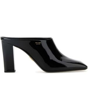 Prada Leather Mules - Black