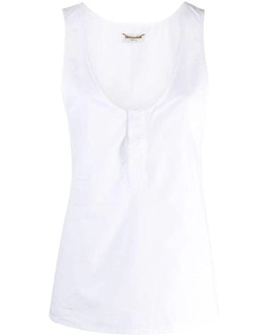 Saint Laurent Top Popeline De Coton Egyptien Top - White