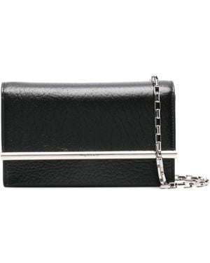 McQueen Leather Mini Cross-Bar Clutch - Black