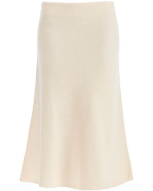 Jil Sander Flared Midi Wool Skirt With A - Natural