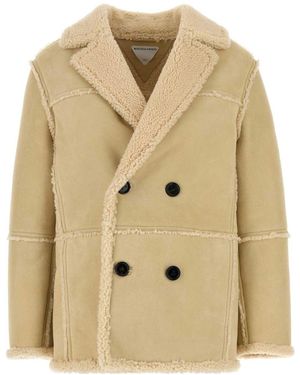 Bottega Veneta Cream Shearling Coat - Natural