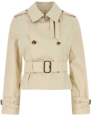 Burberry Sand Gabardine Trench Coat - Natural