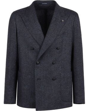 Tagliatore Montecarlo Double-Breasted Wool Blazer - Blue