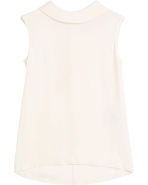 Valentino Silk High-Neck Top - Natural