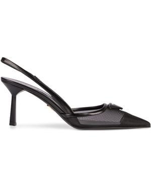 Prada Mesh Slingback Court Shoes - Black