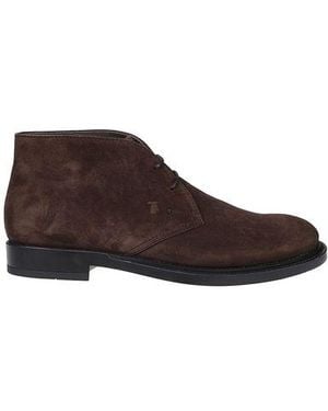 Tod's Mini Leather Raffia Ankle Boots - Brown