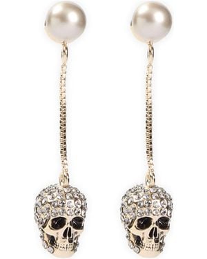 McQueen Pave Skull Earrings - White