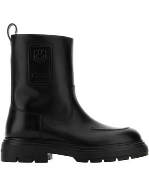 Ferragamo Leather Tirba Ankle Boots - Black