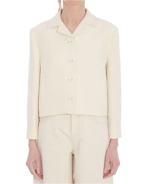 Gucci Gg Jacquard Cropped Jacket - White
