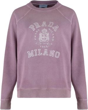 Prada Printed Cotton Sweatshirt - Purple