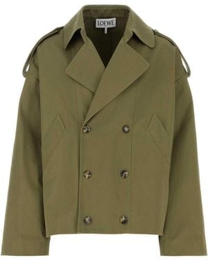 Loewe Cotton Trench Coat - Green