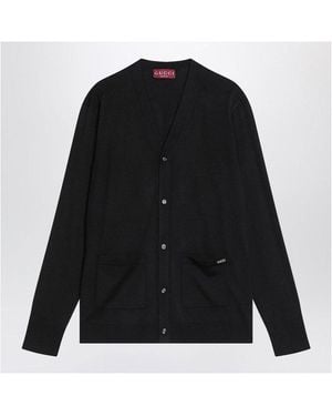 Gucci Wool Cardigan With Inlaid Logo - Black